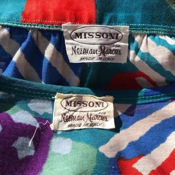 Vintage 1980s Missoni Matching Skirt & Top Blue Abstract Print Size Small - Picture 5 of 8
